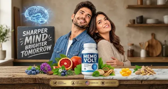 How MemoVolt works, featuring its ten-ingredient formula for brain health support.
